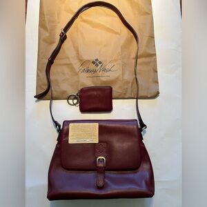 Patricia Nash Leather Maroon Crossbody Bag/Coin Purse